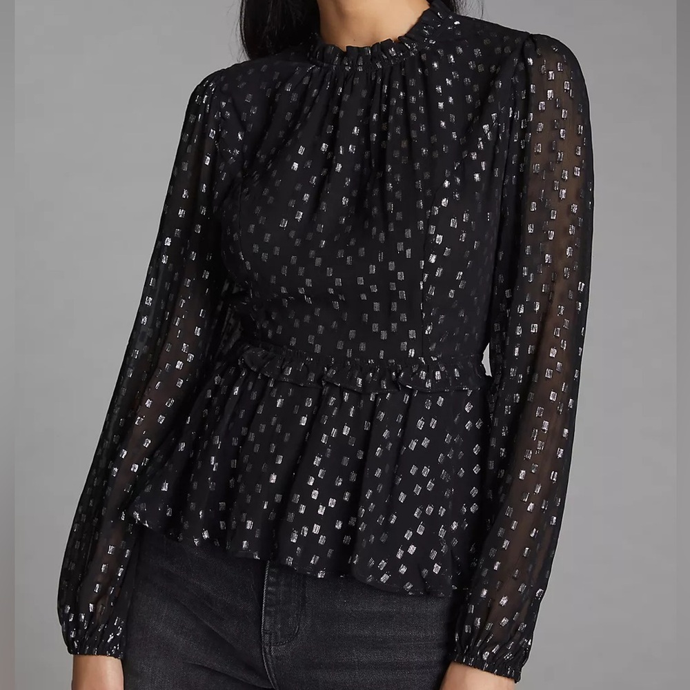 Porridge Shimmer Open-Back Blouse